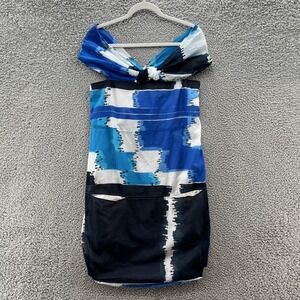 Anna Molinari Dress Italian 40 US 4 Blue Geo Art Lightweight Pocket Resort Italy